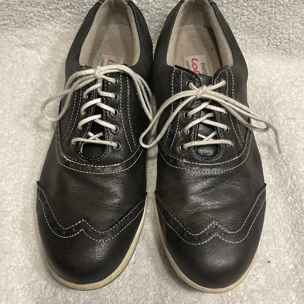 Footjoy Women’s Black Golf Oxford Shoes LoPro Wing Tip Lace Up Sz 6.5 Sport